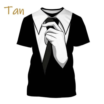 Men Funny 3D Tuxedo Graphic Bow Shirts