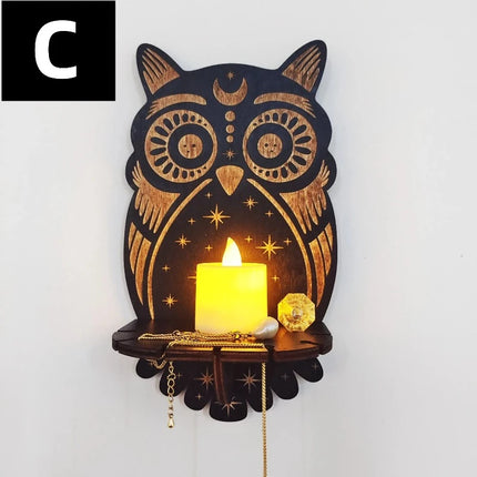 Crystal OWL Animal Wooden Shelf Decor