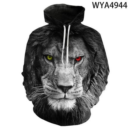 Men 2024 Lion 3D Streetwear Animal Hoodies