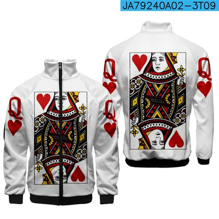 King Queen Couple Matching 3D Stand Collar Hoodies