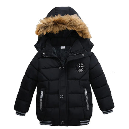 Baby Boy Keep Warm Solid Hooded Jacket