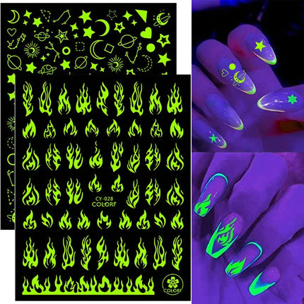 3D Butterfly Star Luminous Nail Stickers