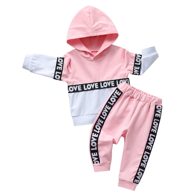 Baby Girl 2pc Winter Love Hoodie Tracksuit.