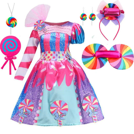 Kids Girl Lollipop Carnival Birthday Party Dress Sets
