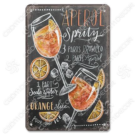 Pina Colada Drink Mojito Vintage Wall Sign