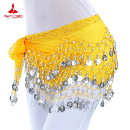 Women Chiffon Gold Belly Dance Costume Scarf