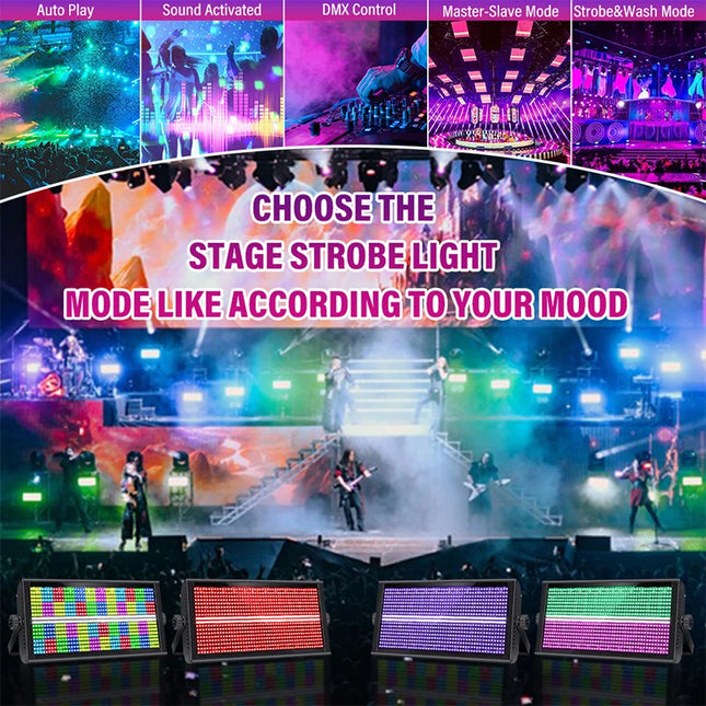 LED Stage Strobe 2in1 W+RGB DMX DJ Disco Light