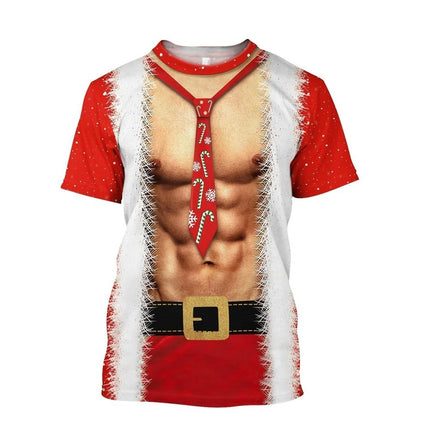 Men Funny 3D Short Christmas Muscle Shirts