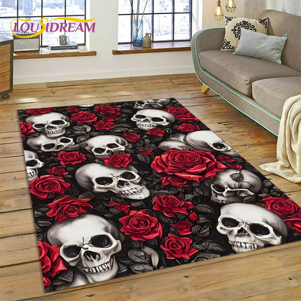 Home Cartoon Skull Gothic 3D Area Rugs