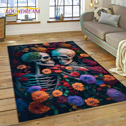 Home Cartoon Skull Gothic 3D Area Rugs