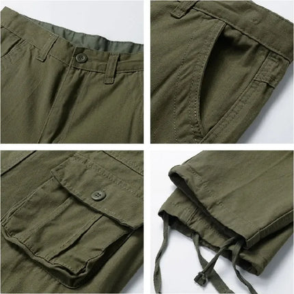Men Outdoor Multi-Pocket Khaki Coffee Cargo Pants