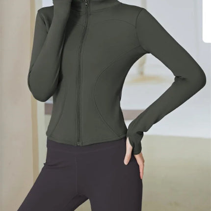 Women Winter Fleece Yoga Long Jacket