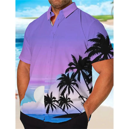 Men Sunset Graphic Short Beach Shirts