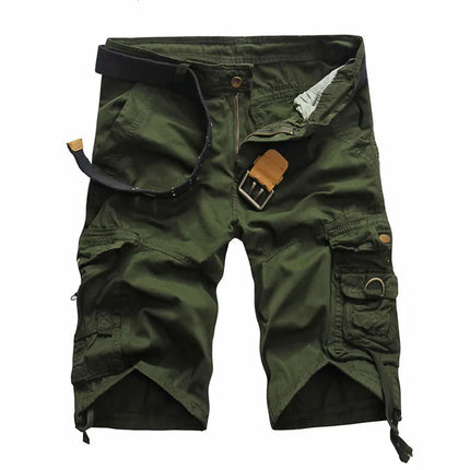 Men Solid Khaki Camo Cargo Shorts