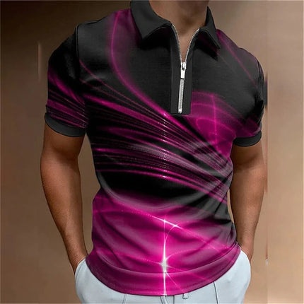 Men Turn-Down Zipper Polo Shirts