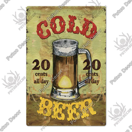 Save Water Drink Beer Vintage Sign Decor