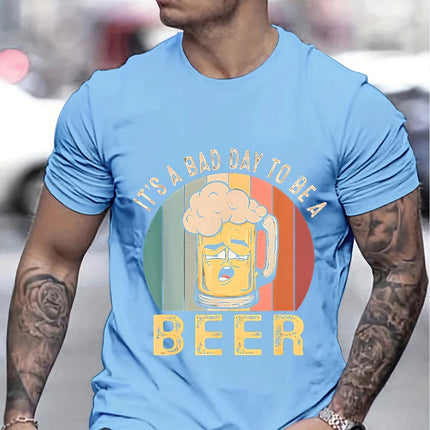 Men Vintage Beer Graphic Summer Tees