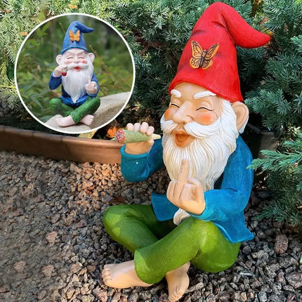 Gnome Smoking Finger Home Garden Figurine