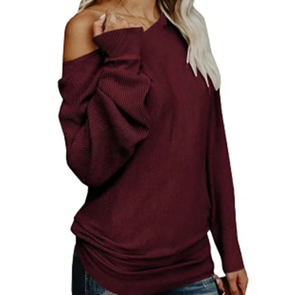 Women Solid Off Shoulder Long Sweaters