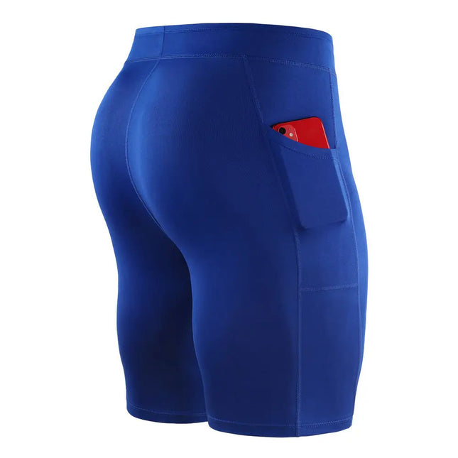 Men Summer Running Fitness Pocket Compression Shorts