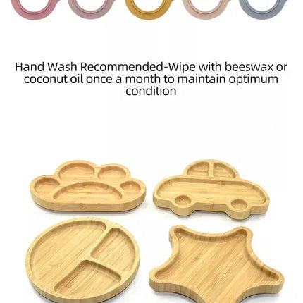 Eco-Friendly Baby Food Wooden Animal Dinner Tray Set