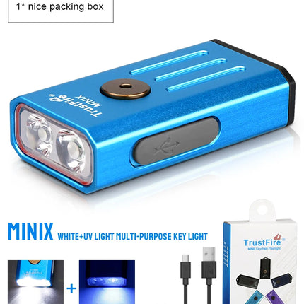 MiniX LED USB Rechargeable Flashlight Keychain