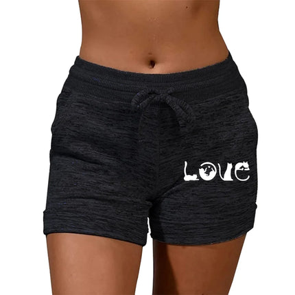 Women Love Cat Summer Yoga Fitness Shorts