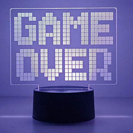 Game Over LED Night Light 3D Illusion Lamp