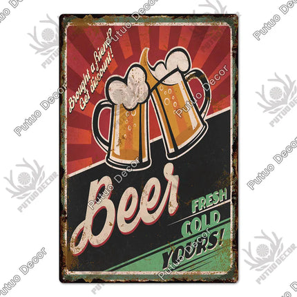 Save Water Drink Beer Vintage Sign Decor