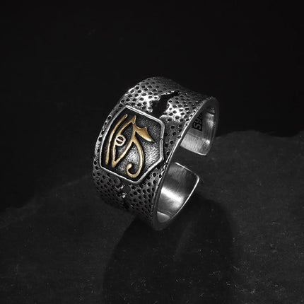 Men Vintage Ancient Egyptian Mythology Eye of Horus Symbol Ring