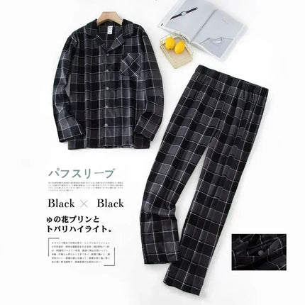 Men Home Suits Star Plaid Pajama Sets