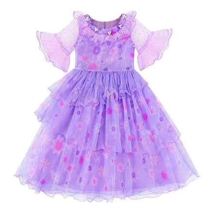 Baby Girl Pink Purple Birthday Charm Costume Flock Dress