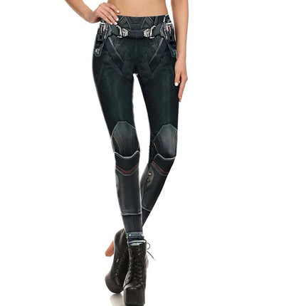 Women Fashion Slim Mid Waist 3D Steampunk Fitness Leggings