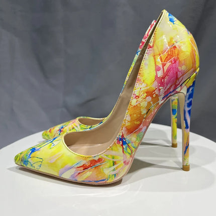 Women Hawaiian Graffiti Pointed High Heels