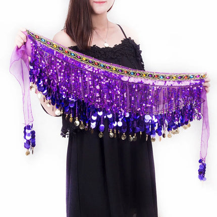 Women Gold Tassel Belly Dance Costume Skirt Wraps