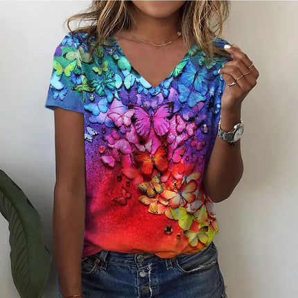 Women 3D Butterfly Summer Graphic Shirts