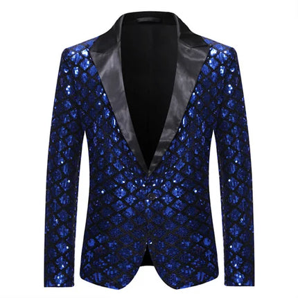 Men Plaid Sequin 3D Party Blazer