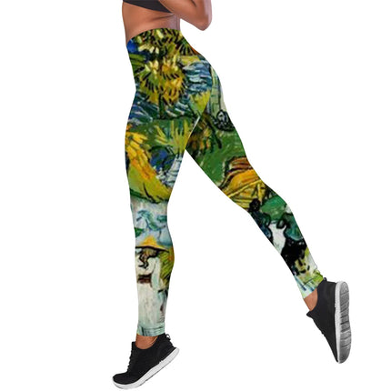 Women Van Gogh Starry Sky 3D Yoga Fitness Leggings