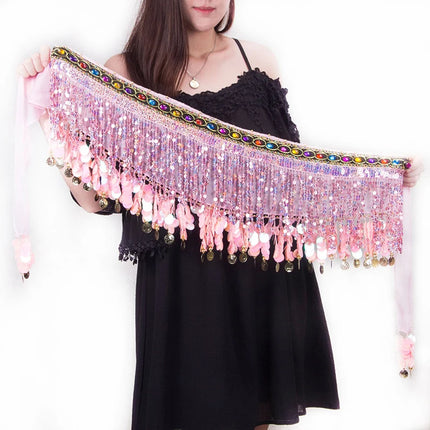 Women Gold Tassel Belly Dance Costume Skirt Wraps