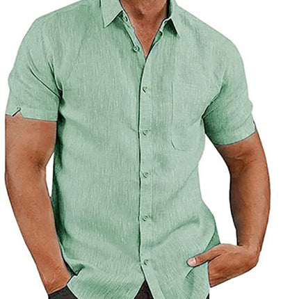 Men Short Linen Summer Business Shirts - Mad Fly Essentials