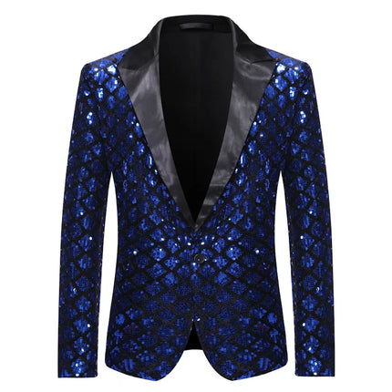 Men Plaid Sequin 3D Party Blazer