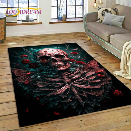 Home Cartoon Skull Gothic 3D Area Rugs