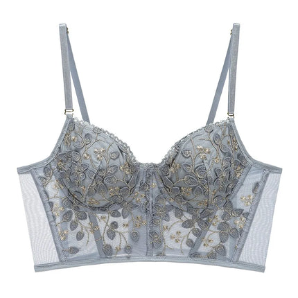 Women French Embroidery Lace Lingerie Bra Set