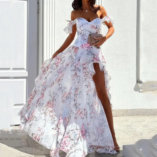 Women Floral Off Shoulder Party Dress