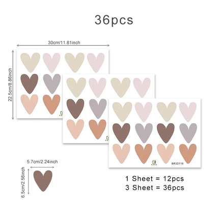 Bohemian Kids Room Heart 36pc Wall Sticker Set