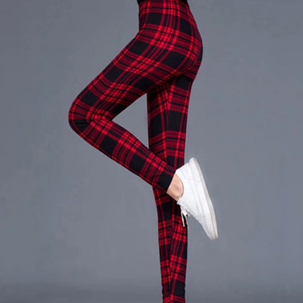 Women High-Elasticity Plaid Fitness Leggings