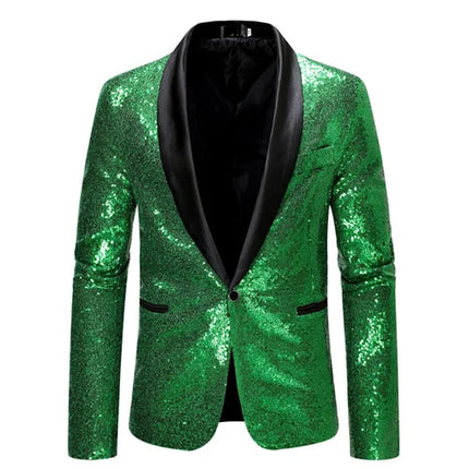 Men Plaid Sequin 3D Party Blazer