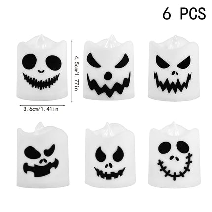 6pc Halloween Led Ghost Pumpkin Candle Light