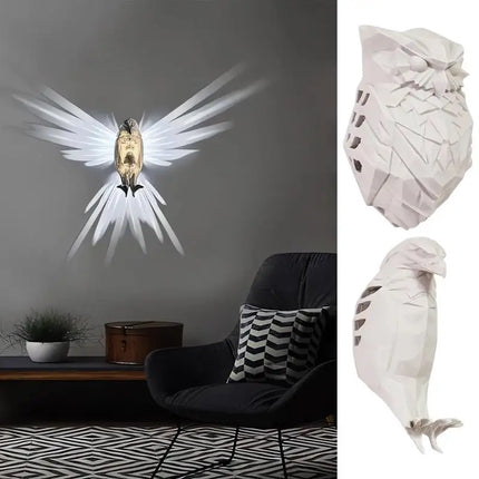 3D Animal LED Golden Owl Eagle Wall Lamps