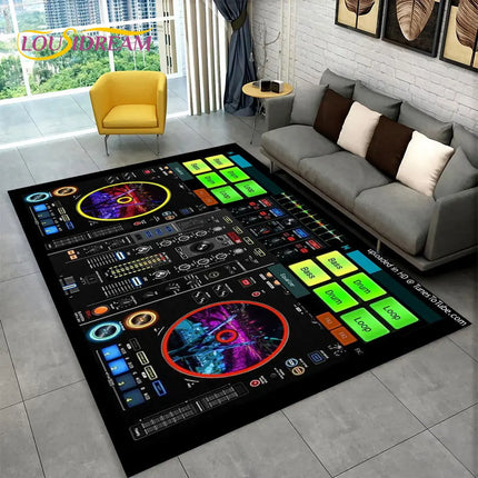 3D DJ Music Keyboard Living Area Rugs